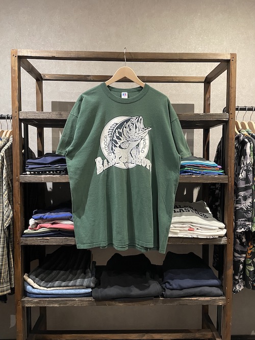 「used」90’s USA製 RUSSELL ATHLETIC Print Tee “BASSPROSHOPS”（XL）